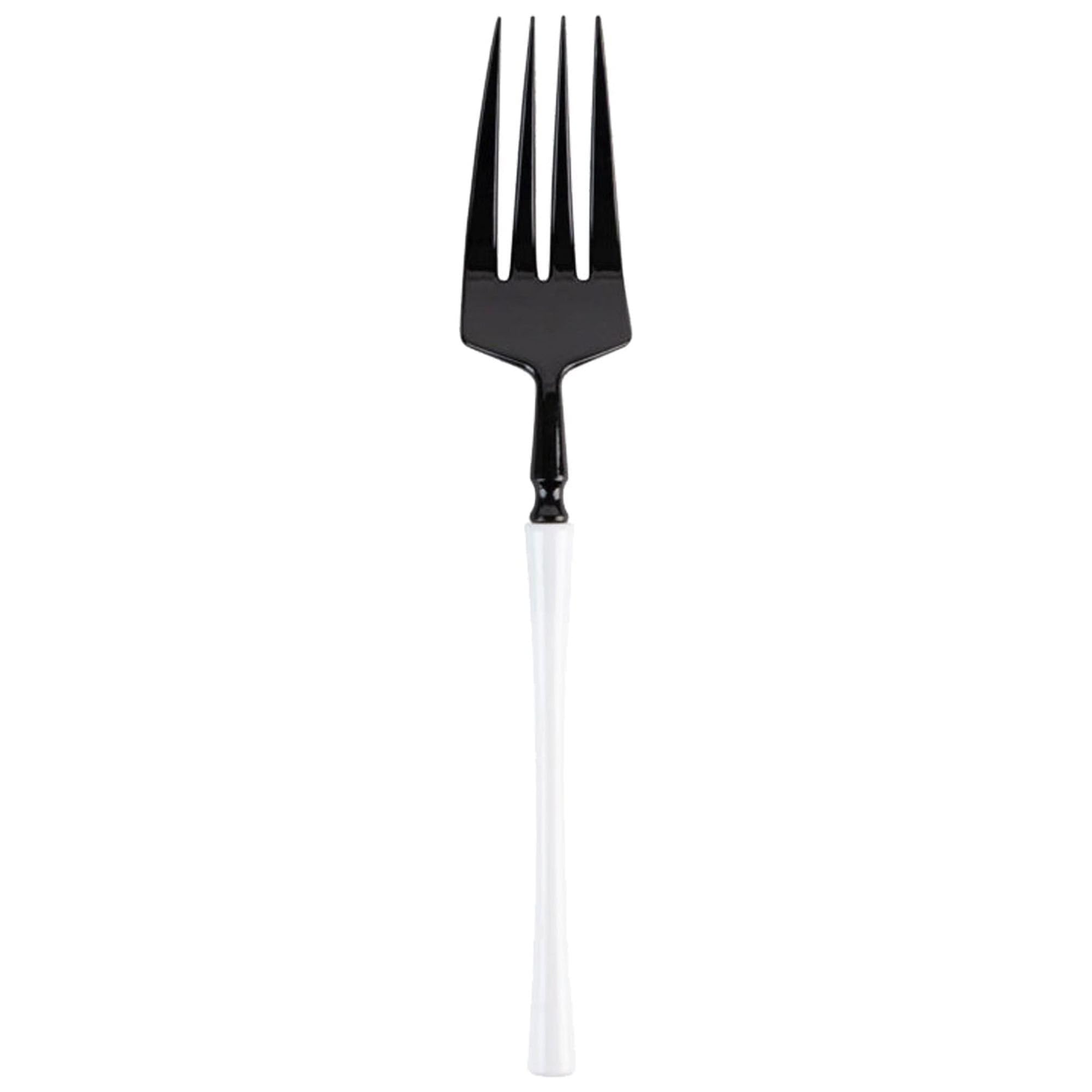 EcoQuality Black and White Disposable Plastic Salad Fork - Heavy Weight Black & White Cutlery, Disposable Utensils, Silverware - Weddings, Birthdays, Event Planning, Baby Showers, Anniversary (480)