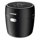 Low Sugar Reiskocher Klein 2L, YOKEKON Reiskocher mit Dampfgarer, 8-in-1 Mini Rice Cooker mit Low-Carb-Funktion,Timer und auto Warmhaltefunktion,Sushi,Risotto,Antihaftbeschichtung, Schwarz, 350W