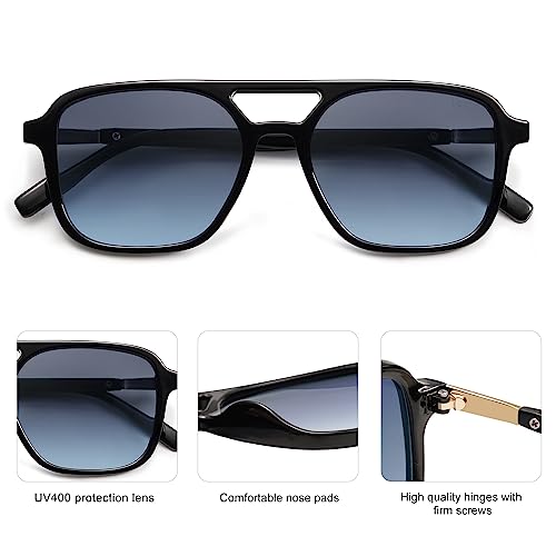 Image of SOJOS Retro Aviator Sunglasses for Women Men,Trendy Rectangle Womens Mens Shades Sun Glasses SJ2202
