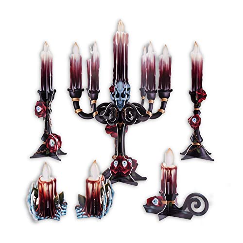 Halloween Rose Skull Candle Party Centerpieces Stand Glowing Candle Table Decorations Wedding Bridal Shower Baby Shower Birthday Cosplay Party Supplies #TOP7