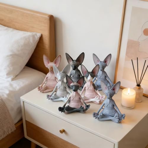 Estatua Gato en Meditación Zen Decoración Animal miniatura 4