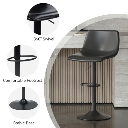image for Nalupatio Bar Stools Set of 4, Modern PU Leather Adjustable Swivel Bar
