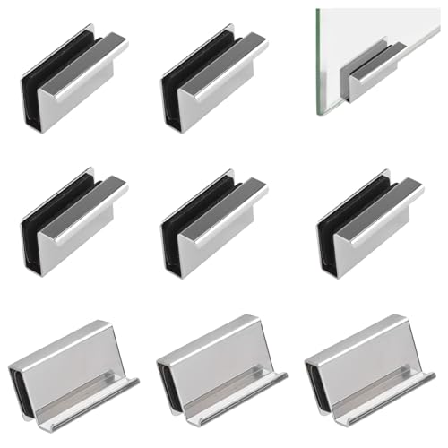 Image of 8Pcs Glass Finger Edge Pull Cabinet Finger Pull Handle Glass Door Clips Cabinet Latch Clamp Concealed Handle for Display Glasscase Door (Chrome Color)