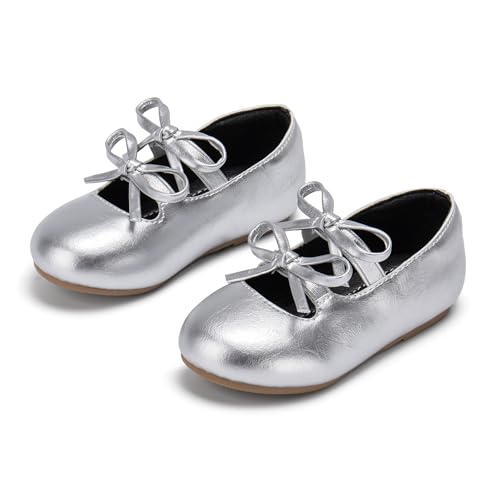 Image of PHIRAMIN Toddler Flower Girl Dress Shoes - Little Girl Mary Janes Flats Wedding