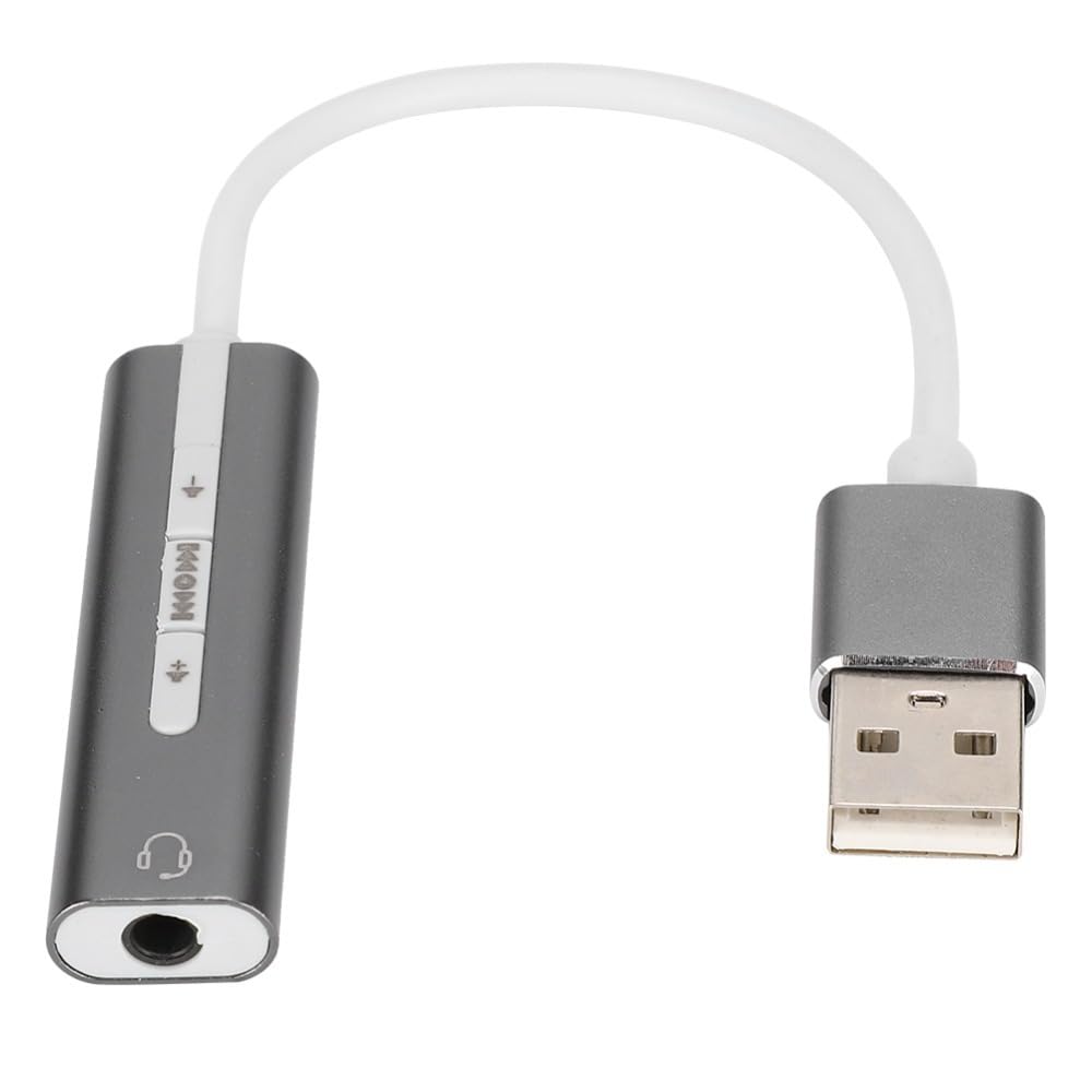 MOPFOL USB Sound Card 7.1 Stereo – Aluminum Alloy Plug & Play External Audio Card for PC/Laptop, Noise Reduction High-Fidelity with 3.5mm Jack
