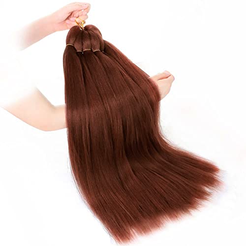 Aqinbel Braiding Hair For Women Copper Red Pre Stretched Braiding Hair 8 Bundles/Pack 26 Inches Braiding Hair Pre Stretched Itch Free Synthetic Hair Braids Yaki Texture Hot Water Setting Hair For Braiding Extensions (350#) #TOP4