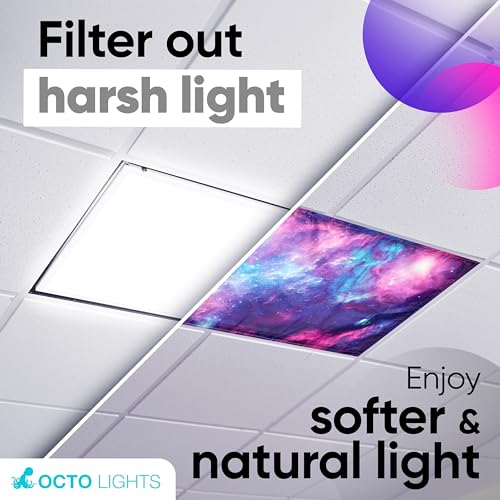 Image of Magnetic Fluorescent Light Covers for Ceiling Lights - Astronomy Cover for Fluorescent & LED Fixture - Must Haves for Teacher Supplies - Classroom, Home, Office Decor - Shield Overhead Lighting