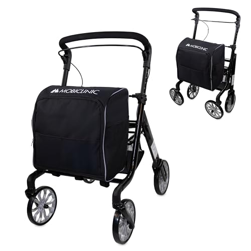 Mobiclinic®, Andador Plegable + Carro de la Compra, 2 en 1, Freno de Estacionamiento, Regulable en 6 Alturas, Monomando, Cesta y Bolsa XXL Extraíble, Ruedas 360º, Resistente, Aluminio, Formen