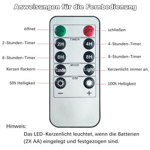 Bougies à LED électriques avec fonction minuterie et télécommande sans fil - 6