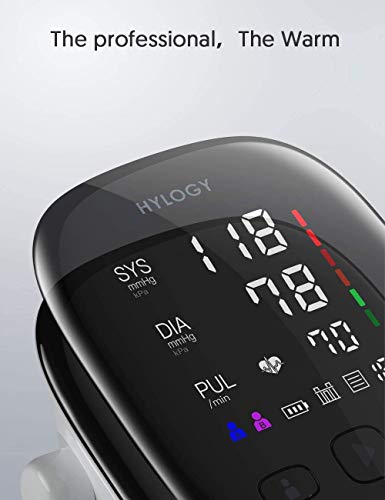 Arm Blood Pressure Monitor, HYLOGY Large LED Display Blood Pressure Machine with Adjustable Blood Pressure Cuff 2 Users Mode 180 Reading Memories, Support USB C Charge - Thumbnail 4