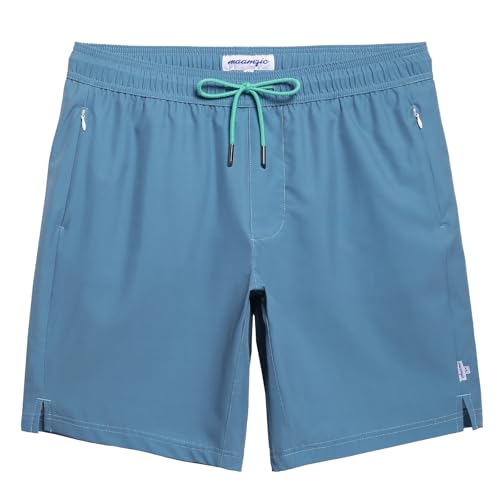 maamgic Mens Swim Trunks 9 Inch with Mesh Lining Bathing Suit Stretch Board Shorts with Zip Pockets for Swimming