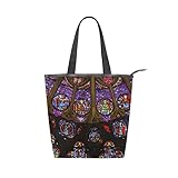 ✔ BOLSO DE MANO DE ALTA CALIDAD: está hecho de material de lona de alta calidad, el lado del bolso está decorado con cuero y la parte superior con cremallera, fácil de abrir y cerrar, que es fuerte y duradero.