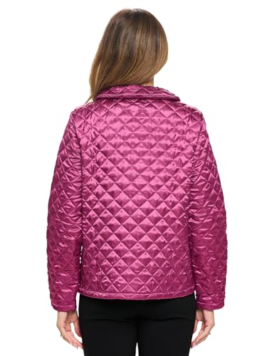 Casual Nights Quilted Bed Jackets for Women, Satin-Look Button Front Sleep Jacket Top with Pockets3