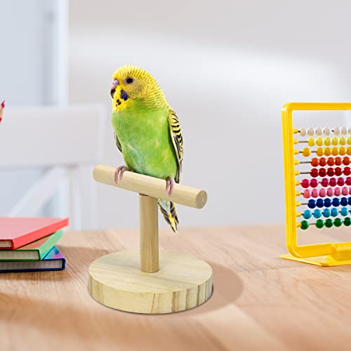 Image of Litewoo Parrot Perch Bird Stand Natural Wood Quartz Sand Birdcage Play Gym T Perch Fits for Budgies Parakeet Cockatiel Conure Lovebirds B