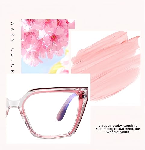 Image of JOLLYNOVA Blue Light Blocking Glasses Women TR90 Fashion Gradient Eyeglasses Frame Anti UV Glare Oversized Computer Glasses