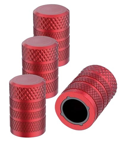 Xibao Tappini Gomme Auto,Tappi Valvole Pneumatici Auto,Coprivalvola Universale in Alluminio Anodizzato per Moto,Adatto alla Maggior Parte di Auto,Biciclette,SUV,Camion e Altri Veicoli a Motore (Rosso)