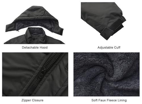 HOOD CREW Boy’s Winter Coat Waterproof Ski Jacket Kids Warm Fleece Windproof Snowboard Jackets with Detachable Hood4