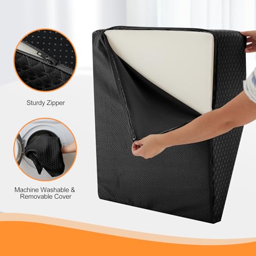Leg Elevation Pillow for After Surgery, 8inch Foam Leg Elevating Pillow for Swelling and Blood Circulation, Leg Wedge Pillow for Sleeping, Knee Pillow for Knee Hip Ankle Pain Relief, Black