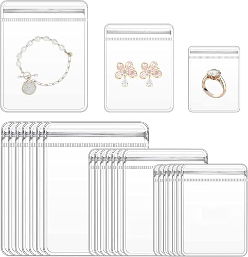 Image of 36 Pcs Transparent Jewellery Storage Pouches | Clear PVC Zip Lock Covers for Rings, Earrings, Necklaces & Accessories | Durable Jewellery Organizer Bags (Transparent, Pack of 36)