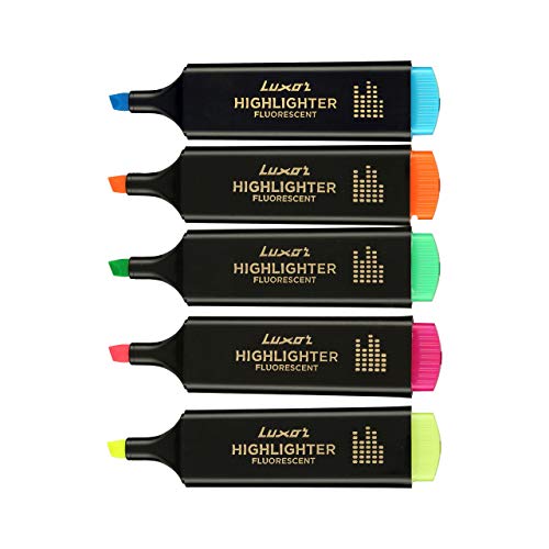 Image of Luxor Graphic Micro Pen Assorted Bopp Pouch (pack of 10 pen) 1852 Chisel Point Highlighter - Assorted Colors - Set of 5