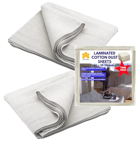 3 láminas resistentes para polvo de sarga de algodón 100% de tamaño completo. Tamaño: 3,6 m x 2,7 m aprox. (3 unidades)