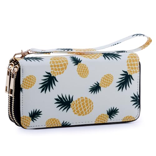 Image of XEYOU Double Zipper Long Clutch Wallet Cellphone Wallet for Women with Removable Wristlet Strap for Credit Card, Cash, Coin, Bill