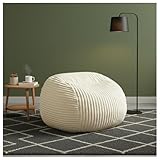 Bean Bag Chairs for Adults with Memory Foam Filling - 34' Large Faux Suede Bean Bag Chair Sofa, Ergonomic Lazy Lounger with Back Support & Armrest, Comfy Floor Seating (Beige)