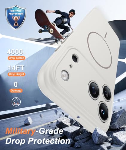 Image of FNTCASE for iPhone 17 Pro Max Case: [Compatible with Magsafe] Solid White Matte 17 Promax Magnetic Phone Cover with [Full Camera Protection] [Screen Protector] Military Grade Shockproof Protective