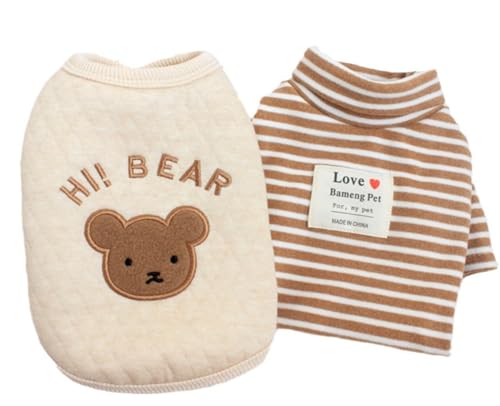 AttRex かわいい 犬服 Tシャツ 春秋冬 ペット服 ベスト ダウン 裏起毛 厚い ドッグウェア パーカー 防寒 暖かい 小中型犬 猫 洋服 ボタンタイプ 軽量 着脱簡単 ?外 お散歩 (2XL,2点セット)