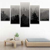 SIGNWIN 5 Panel Canvas Wall Art Duotone Forest for Home Decorations Ready to Hang - 60