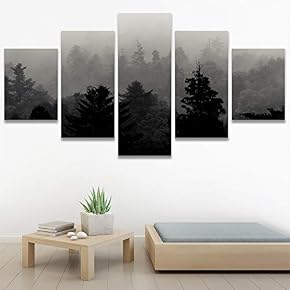 SIGNWIN 5 Panel Canvas Wall Art Duotone Forest...