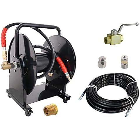 Scheiffer Sewer Jetter Kit - Ball Valve Hose Reel 1/4" x 150' Hose and Nozzles Cover