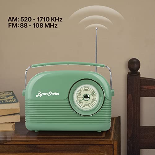 Byronstatics Radios Portable Am Fm Radio With Bluetooth Speaker, Large Handle Ac 120V Power Adaptor Or Battery Operated Large Dial Easy To Use Tuning Knob Telescopic Antenna Headphone Jack Teal #TOP2