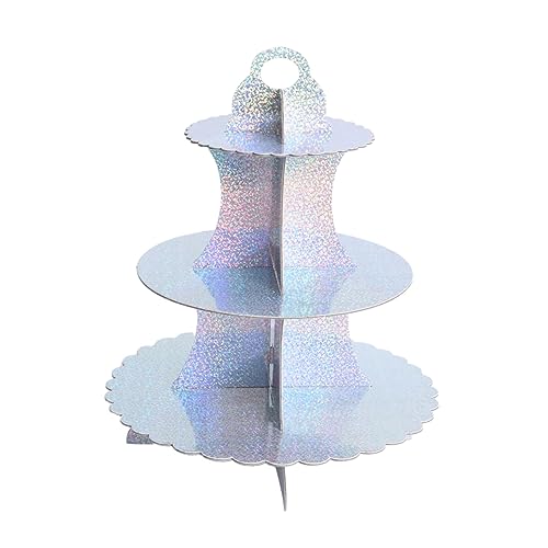 GLEAVI Three Cake Display Stand Paper Dessert Rack for Cupcakes Fruit and Snacks for Birthday Wedding and Compact Nesting Design