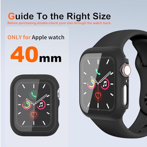 Image of 2 Pack Case for Apple Watch Screen Protector SE 3(2025) SE 2 /SE /Series 4 5 6 40mm with Tempered Glass | Slim Guard Bumper | Full Coverage Hard PC Protective Cover | Compatible iWatch 40mm