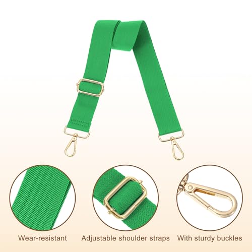 Image of uxcell Wide Shoulder Strap, 3.8cm Green Adjustable Purse Strap Replacement Crossbody Strap for Shoulder Bag Handbag, Light Gold Pull Core Buckle