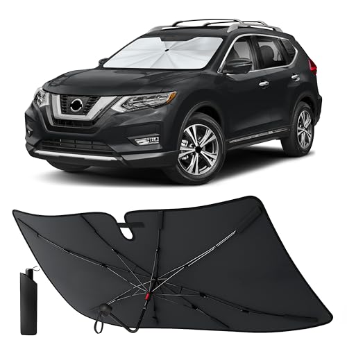 Image of EcoNour Foldable Windshield Sun Shade & Window Tint Fit for 2014-2018 2019 2020 Nissan Rogue Sunshade, Front Car Window Shades Sun Visor, UV Protection, Heat Blocker, Car Accessories