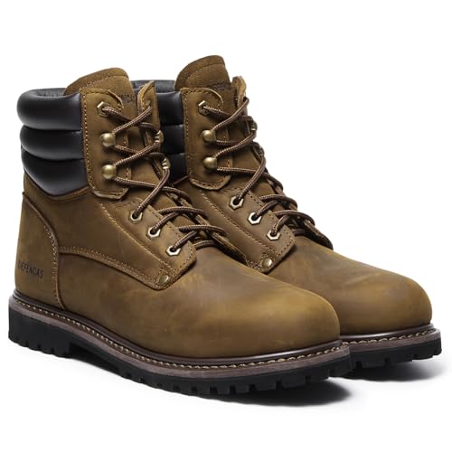 Image of Men's 6 inch Leather Steel Toe Work Boots, Slip & Oil Resistant