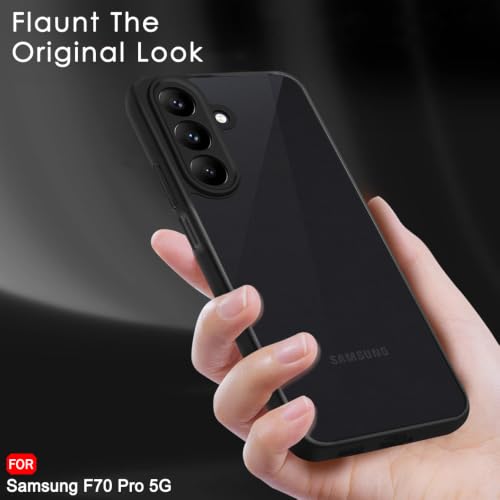 Image of TheGiftKart Hybrid Shockproof Back Cover Case for Samsung Galaxy F70 Pro 5G | Camera Protection Module | Hard Back Cover Case for Samsung F70 Pro (PC & TPU, Translucent Smoke Matte Back, Black Sides)