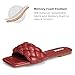 ATHMILE Braided Womens Sandals 2026 Square Open Toe Fashion Slide Sandals Women Dressy Summer Flat Beach Red Size 6