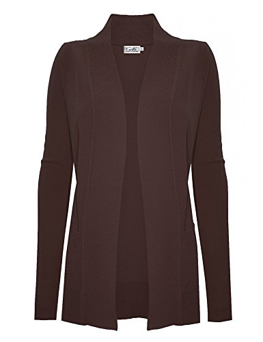 Image of Cielo Women's Solid Basic Open Front Pockets Knit Sweater Cardigan