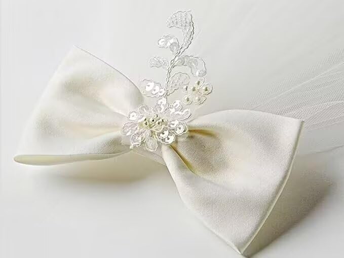 Girls First Communion Veils Two Layers Appliques Tulle Holy Veils Bow Kids Head Coverings Church Veils4