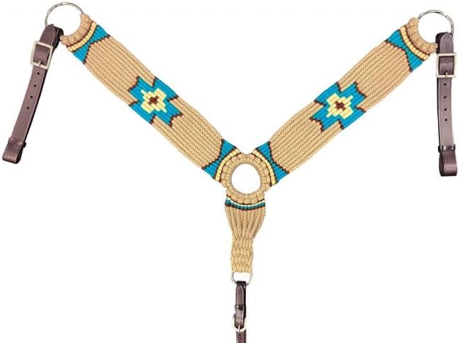 Showman Wool Blend Multi-Strand Tan & Teal Southwest Design Breast Collar