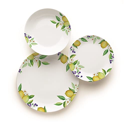 Excelsa Lemon 18-teiliges Tafelservice, Porzellan, Weiß/Zitronen