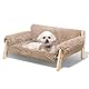 MEWOOFUN Erhöhtes Katzenbett Sofa aus Holz, 56x45cm robust großes Katzensofa – modischer Katzenstuhl mit abnehmbarem Matratzenbezug Belastbar mit 10 kg (Braun, 70x53cm)