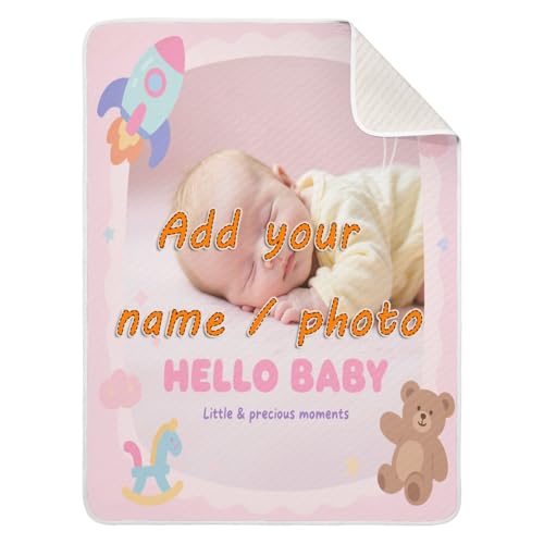 Custom Cute Baby Image Pink Balloon Cotton Muslin Swaddle Blankets Soft Custom Prints Text Blankets for Kids for Newborns, Infants, & Toddlers 30x40in para Bebes recien nacidos