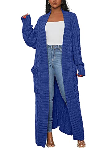 Image of Tcremisa Long Cable Knit Cardigans for Women Chunky Maxi Sweater Coat