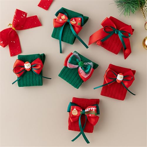 Toddler Baby Girl Christmas Knee High Socks Long Soft Knit Stockings With Bow Cotton Warm Ruffled Leggings Sock4