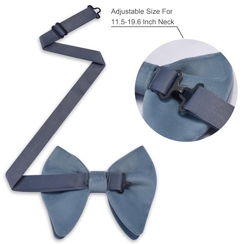 Image of GUSLESON Mens Solid Plaid Velvet Pre-tied Adjustable Bow Tie and Pocket Square Cufflink Set with Gift Box