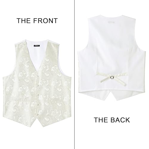 Image of HISDERN Mens Vest Tie Set 3PC Formal Waistcoat Paisley Floral Jacquard Necktie Pocket Square Suit Vests Wedding Party